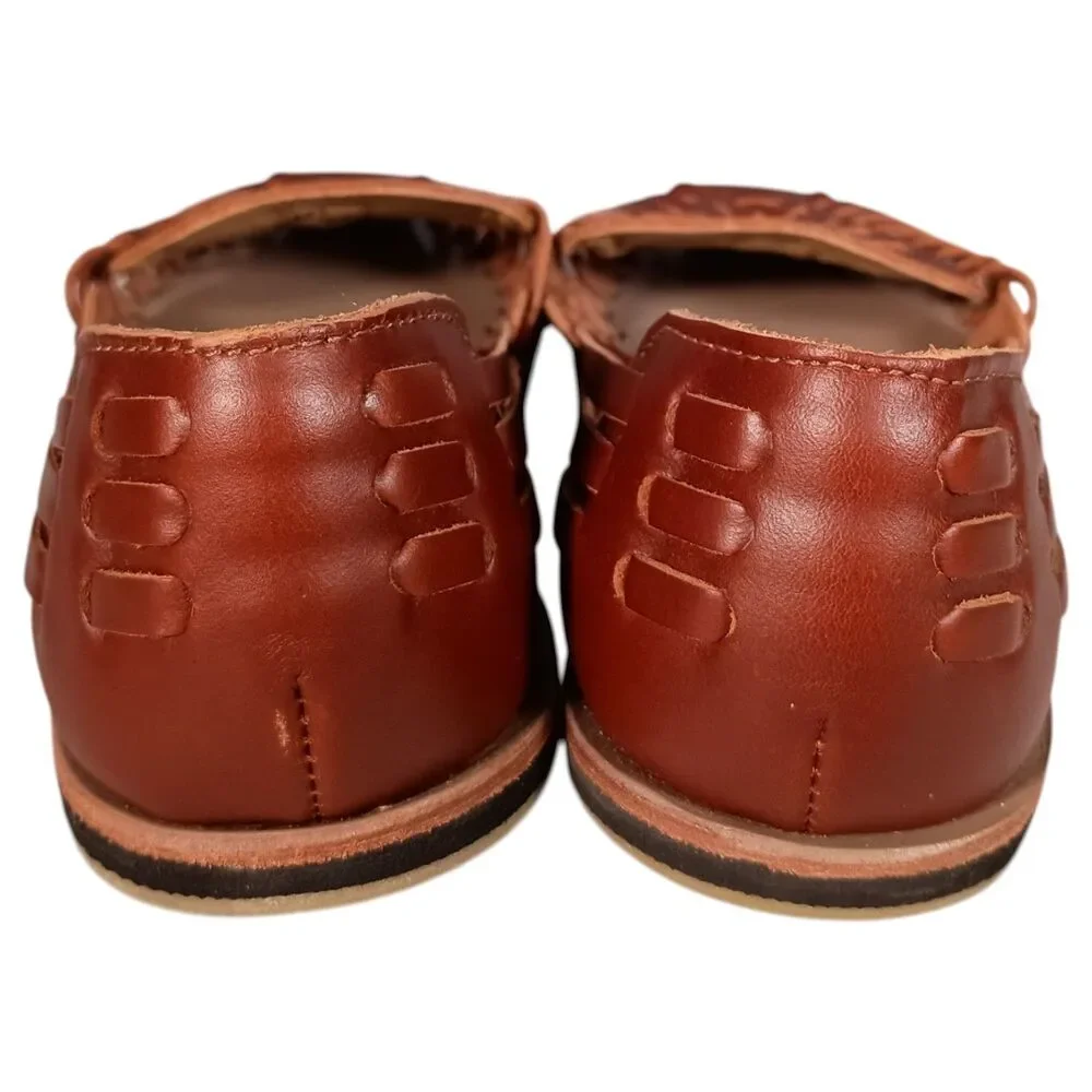 Nisolo Huarache Sandal Brandy Women's 8.5 Leather Flat Woven